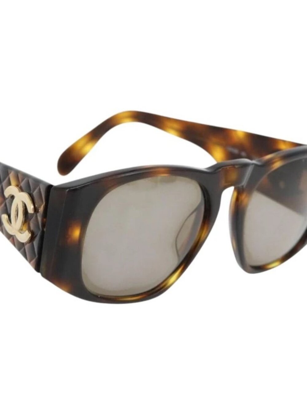 CHANEL Matelasse Sunglasses plastic Brown CC Auth 181242